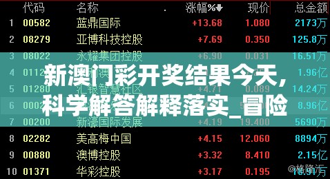 新澳门彩开奖结果今天,科学解答解释落实_冒险版THE.6.372