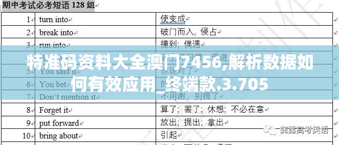 特准码资料大全澳门7456,解析数据如何有效应用_终端款.3.705